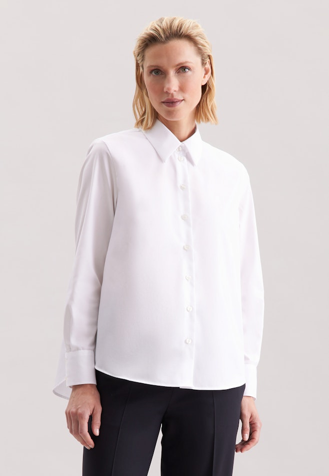 Hemdbluse in A- Linie aus Popeline dans Blanc | Boutique en ligne Seidensticker