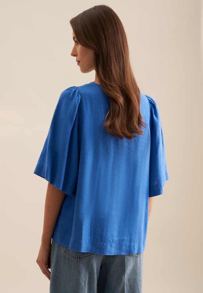 Crew Neck Shirt Blouse in Medium Blue | Seidensticker online shop