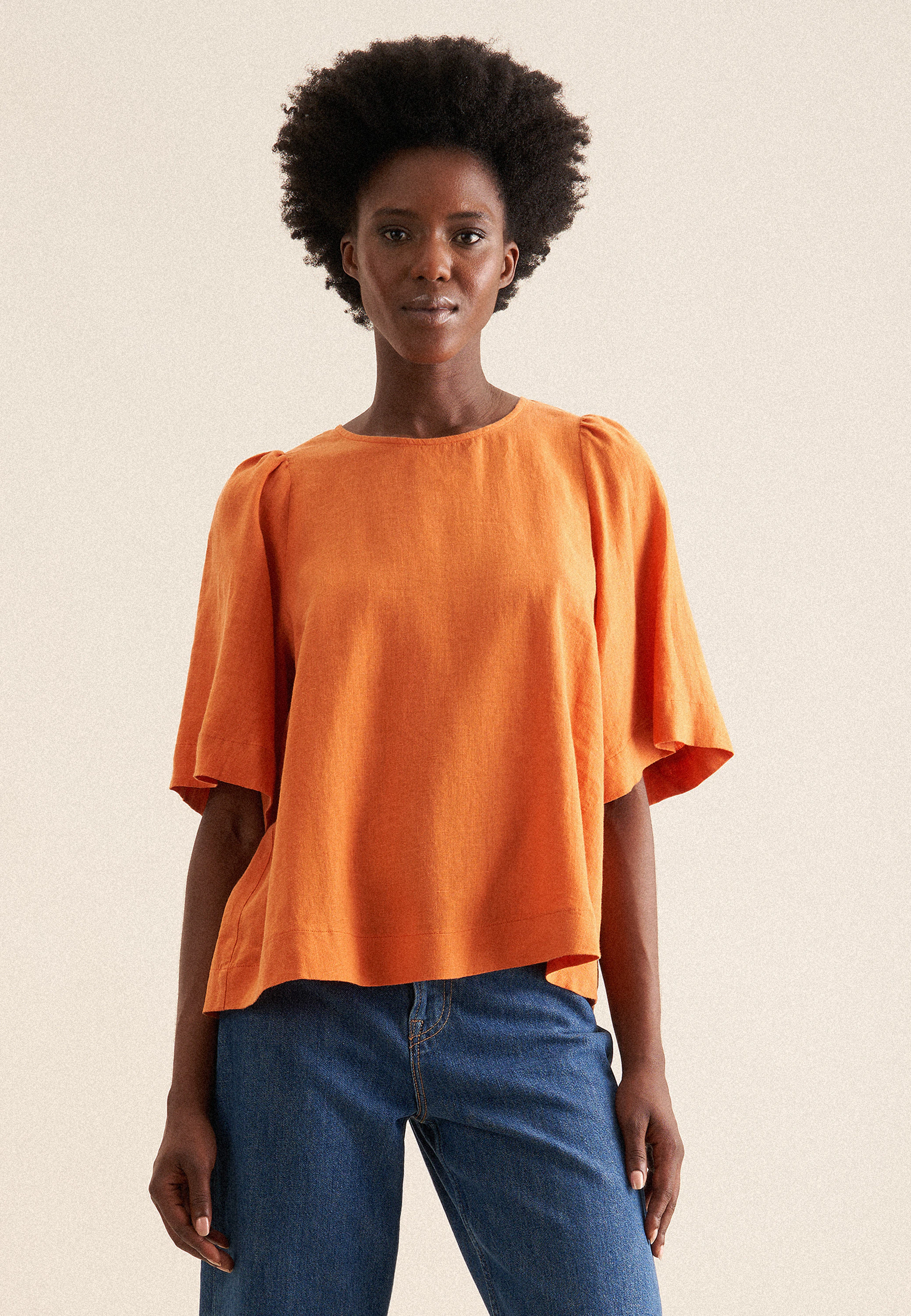 Shirtbluse Uni Orange