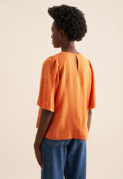 Shirtbluse Uni in Orange |  Seidensticker Onlineshop