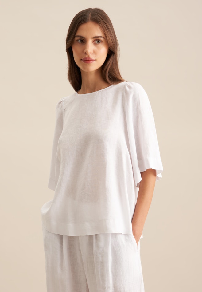 Crew Neck Shirt Blouse in White | Seidensticker online shop