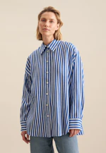 Longbluse Streifen in Mittelblau |  Seidensticker Onlineshop