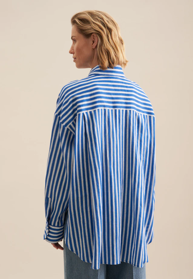 Longbluse Streifen in Mittelblau |  Seidensticker Onlineshop