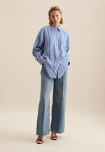 Longbluse Streifen in Mittelblau |  Seidensticker Onlineshop
