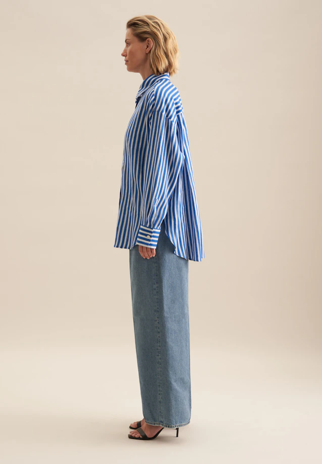 Longbluse Streifen in Mittelblau |  Seidensticker Onlineshop