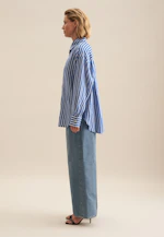 Longbluse Streifen in Mittelblau |  Seidensticker Onlineshop