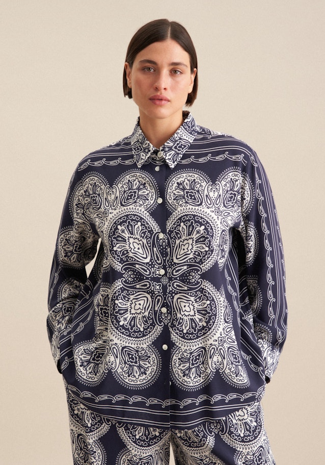 Hemdbluse Tuchprint in Dunkelblau | Seidensticker Onlineshop