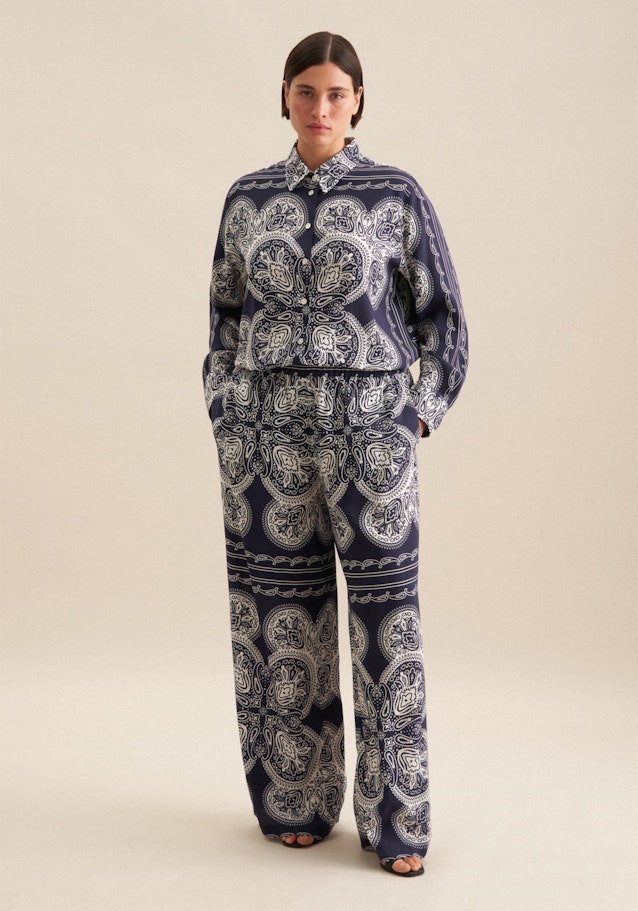 Hemdbluse Tuchprint in Dunkelblau | Seidensticker Onlineshop