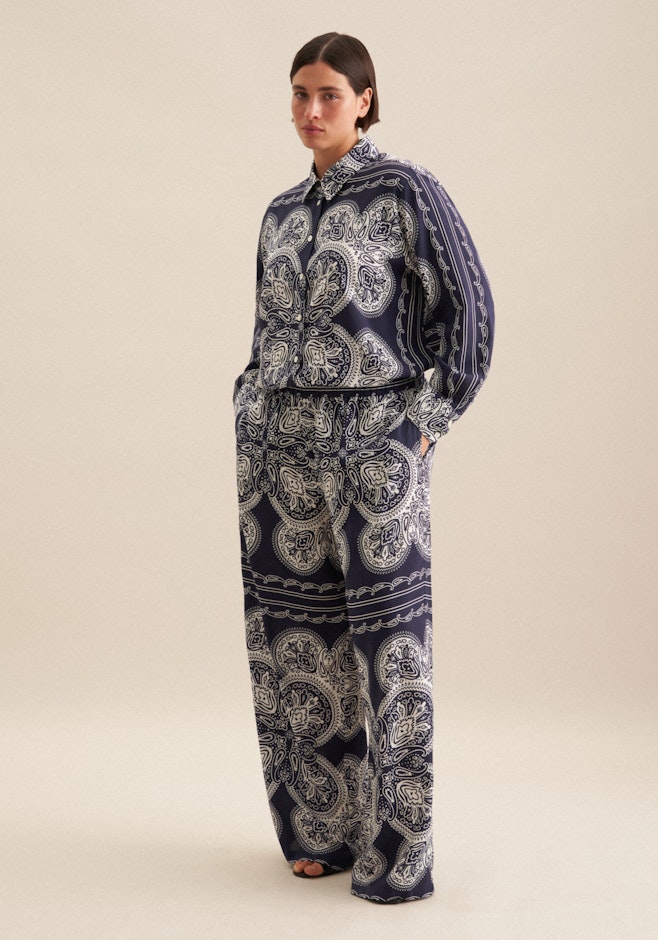 Regular Trousers Cloth print in Dark Blue | Seidensticker online shop