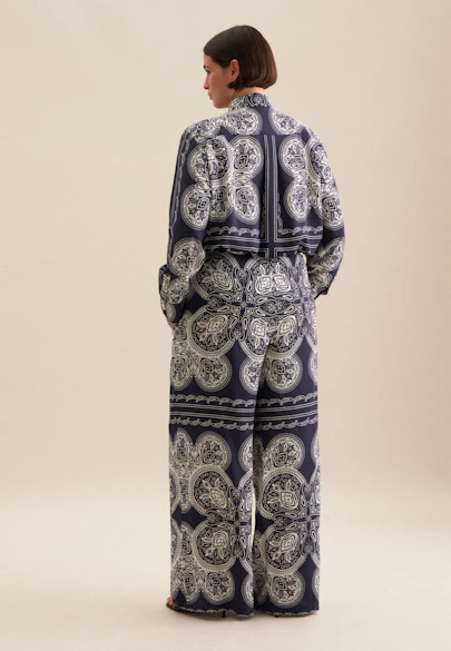 Regular Pantalon Impression sur tissu in Bleu Foncé |  Seidensticker Onlineshop