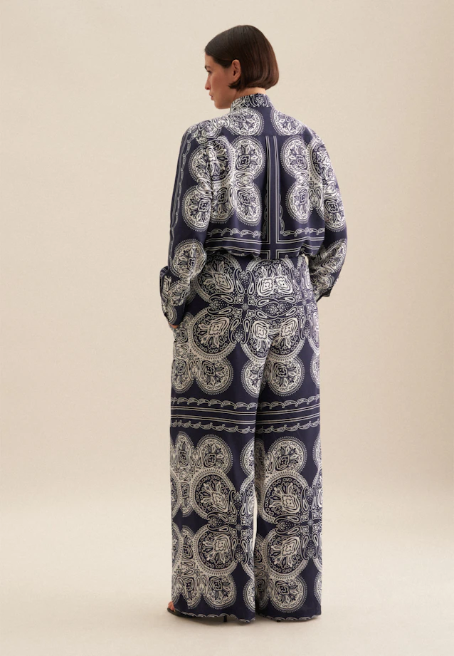 Regular Pantalon Impression sur tissu in Bleu Foncé |  Seidensticker Onlineshop