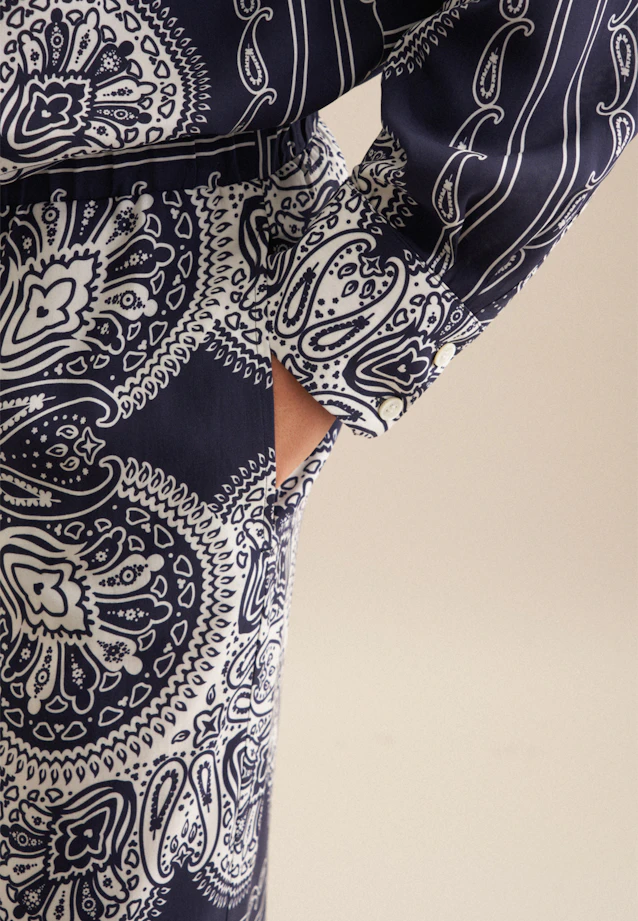 Regular Pantalon Impression sur tissu in Bleu Foncé |  Seidensticker Onlineshop