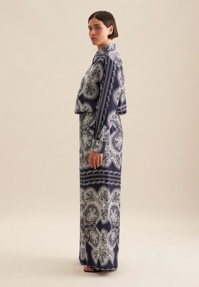 Regular Pantalon Impression sur tissu in Bleu Foncé |  Seidensticker Onlineshop