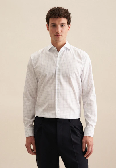 Regular Chemise d'affaires carreaux in Bleu Moyen |  Seidensticker Onlineshop