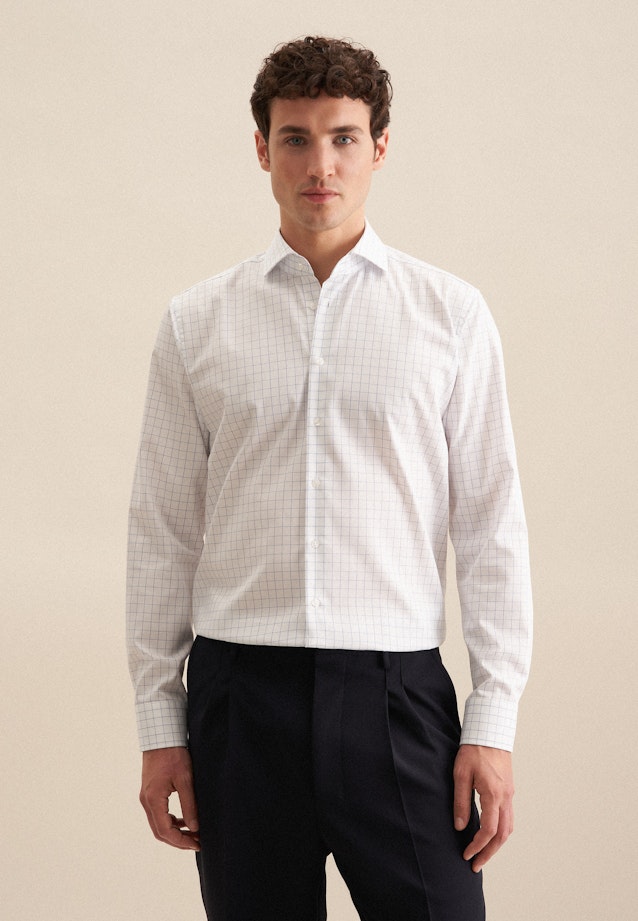 Regular Business Hemd Karo in Mittelblau |  Seidensticker Onlineshop