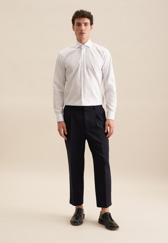 Regular Business Hemd Karo in Mittelblau |  Seidensticker Onlineshop