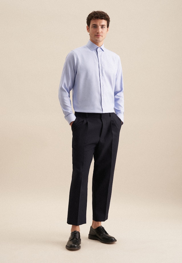 Regular Business shirt Structure in Medium Blue |  Seidensticker Onlineshop