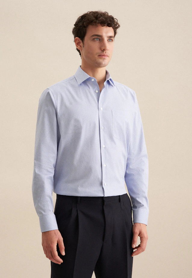 Regular Chemise d'affaires Imprimé in Bleu Clair |  Seidensticker Onlineshop