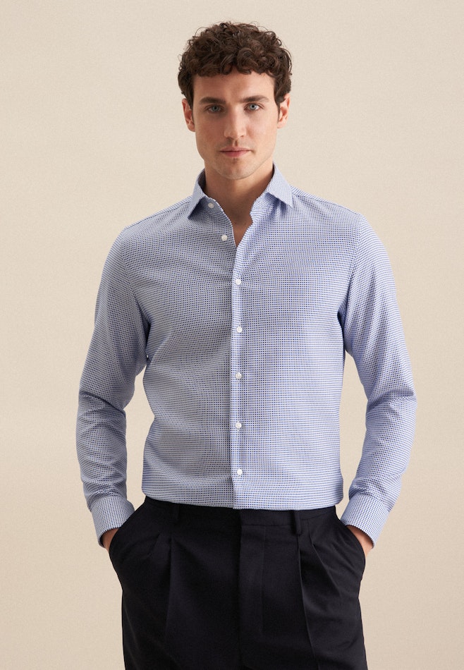 Slim Chemise d'affaires Structure dans Bleu Moyen | Boutique en ligne Seidensticker