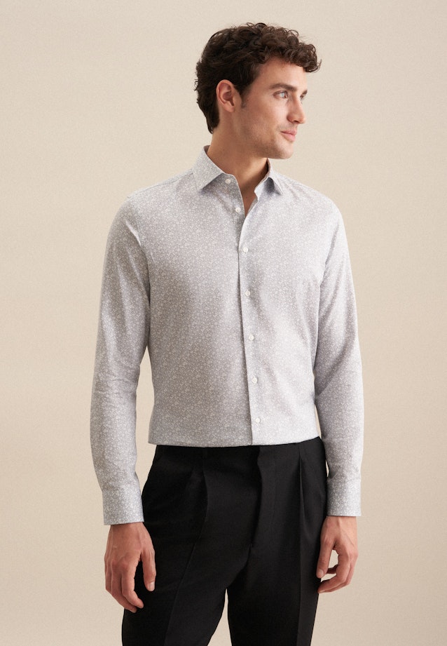 Slim Business Hemd Druck in Grau |  Seidensticker Onlineshop