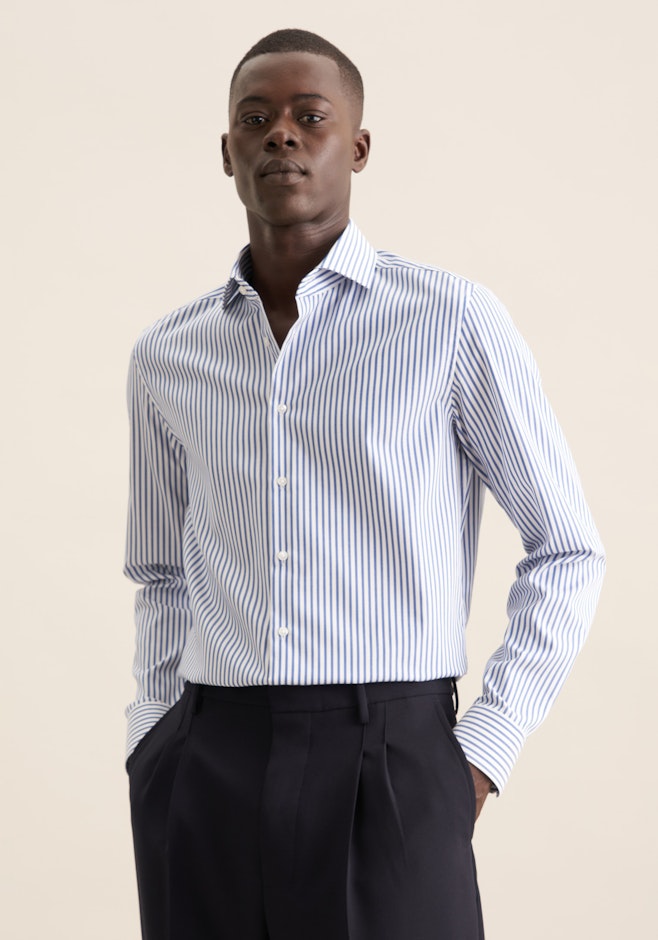 Slim Business Hemd Streifen in Mittelblau | Seidensticker Onlineshop