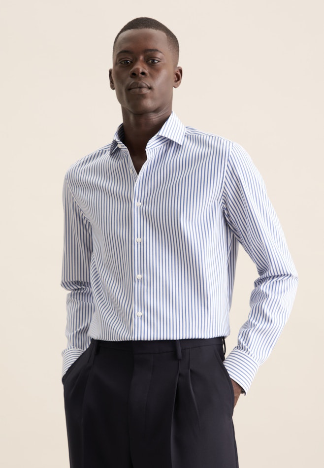 Slim Business Hemd Streifen in Mittelblau | Seidensticker Onlineshop