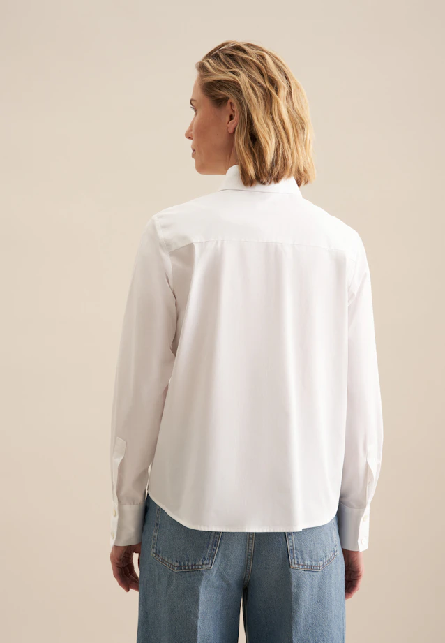 Cotton twill shirt blouse in White |  Seidensticker Onlineshop