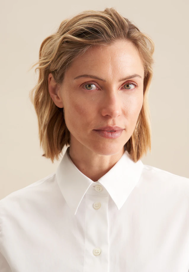 Cotton twill shirt blouse in White |  Seidensticker Onlineshop