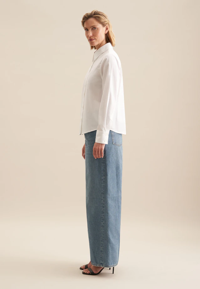 Cotton twill shirt blouse in White |  Seidensticker Onlineshop