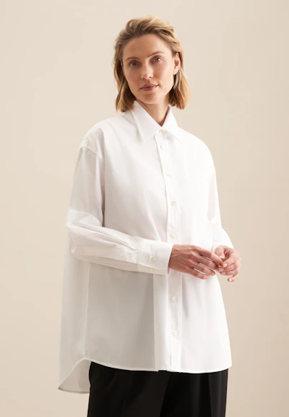 Chemisier long Uni in Blanc |  Seidensticker Onlineshop