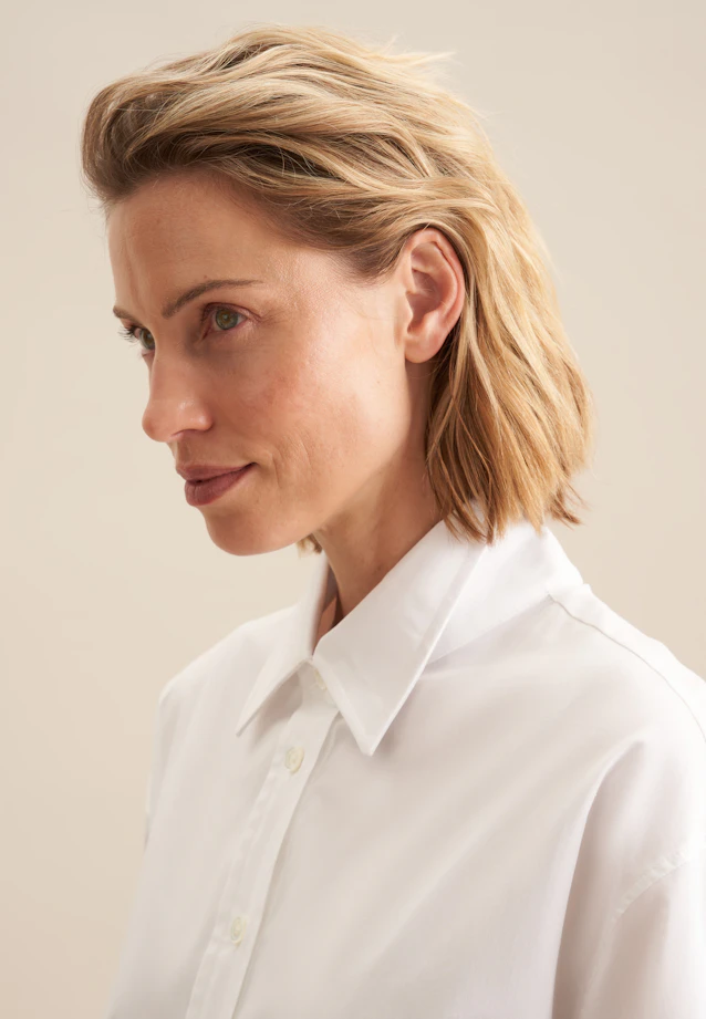 Chemisier long Uni in Blanc |  Seidensticker Onlineshop