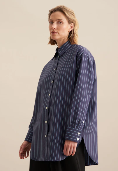 Longbluse Streifen in Dunkelblau |  Seidensticker Onlineshop