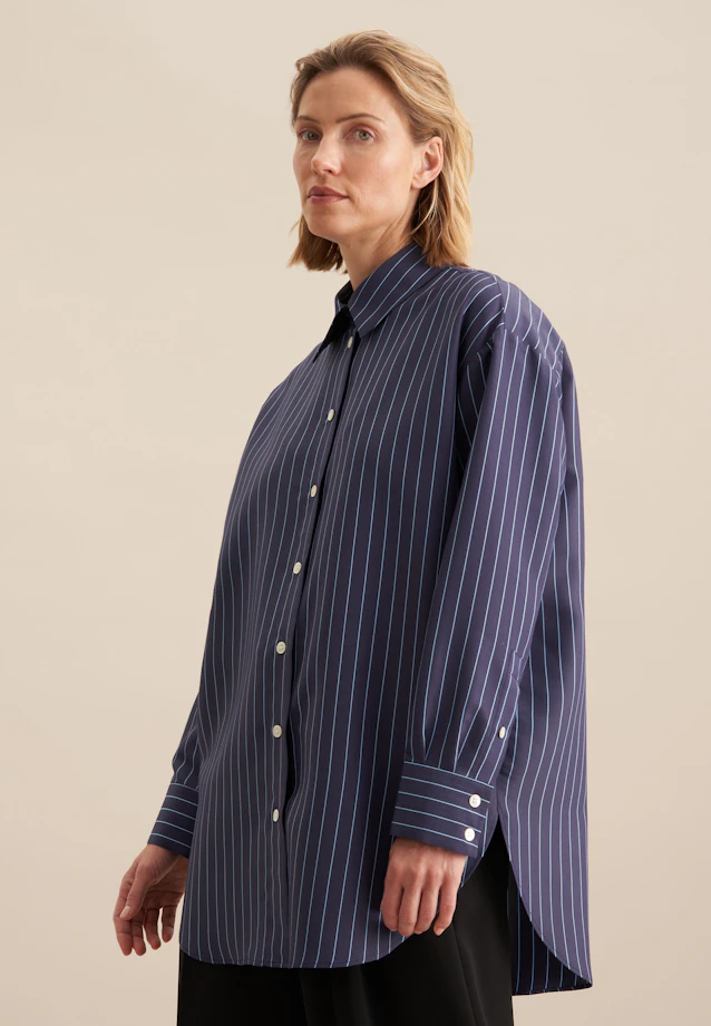Longbluse Streifen in Dunkelblau |  Seidensticker Onlineshop
