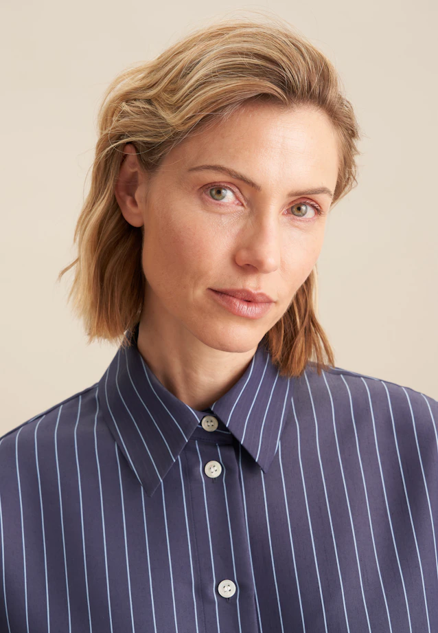 Longbluse Streifen in Dunkelblau |  Seidensticker Onlineshop