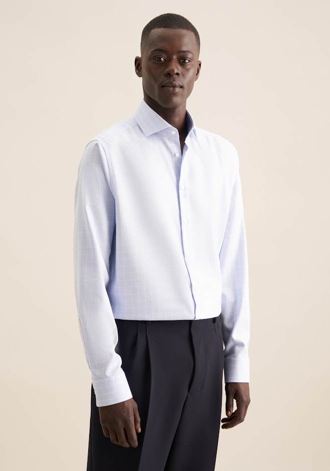 Regular Business Hemd Karo in Hellblau | Seidensticker Onlineshop