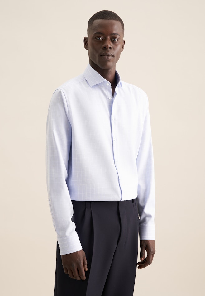 Regular Business Hemd Karo in Hellblau | Seidensticker Onlineshop