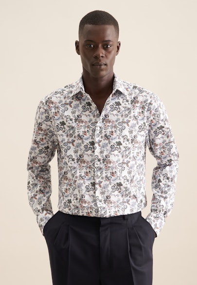 Regular Business shirt Print in Orange |  Seidensticker Onlineshop