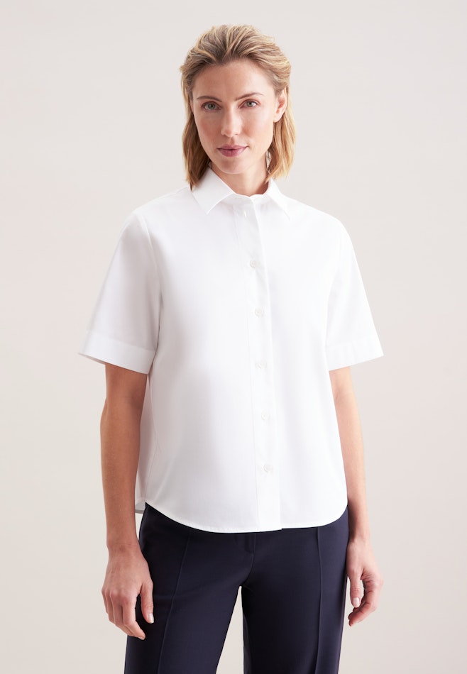 Halbarmbluse aus Baumwolltwill in White | Seidensticker online shop