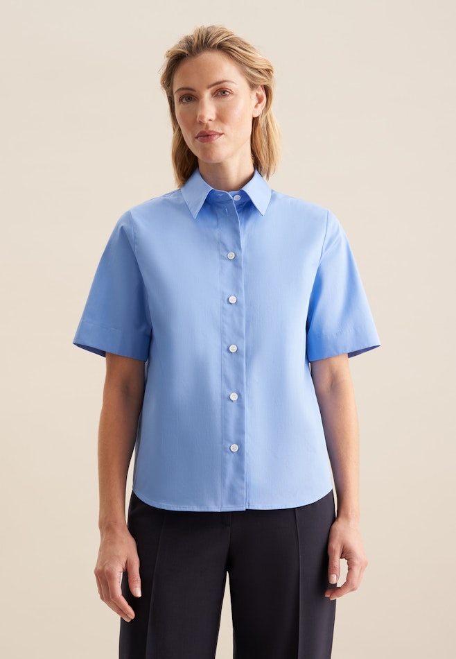 Kragen Hemdbluse Regular in Mittelblau | Seidensticker Onlineshop