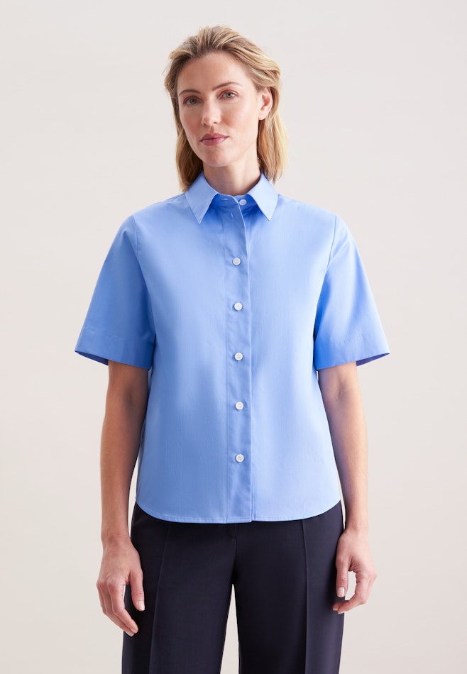 Hemdbluse Uni dans Bleu Moyen | Boutique en ligne Seidensticker