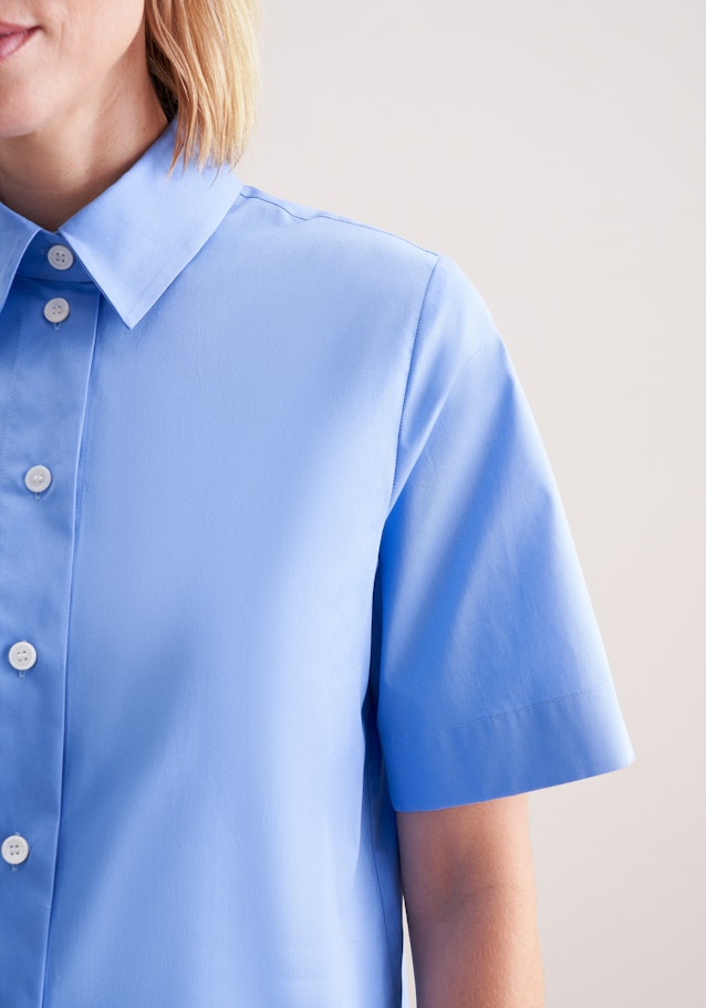 Hemdbluse Uni in Mittelblau | Seidensticker Onlineshop