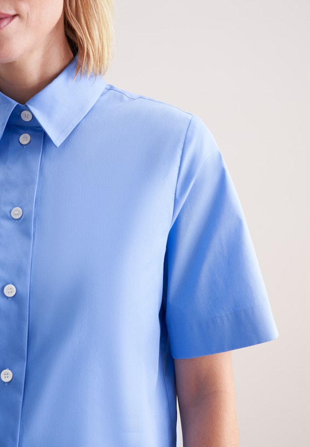 Hemdbluse Uni in Mittelblau |  Seidensticker Onlineshop