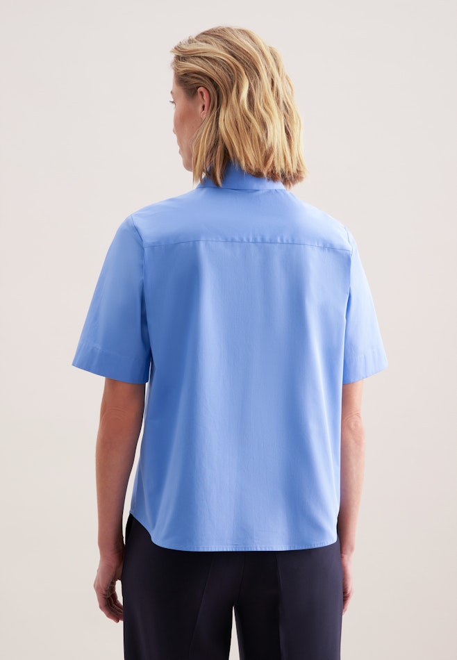 Halbarmbluse aus Baumwolltwill in Medium Blue | Seidensticker online shop