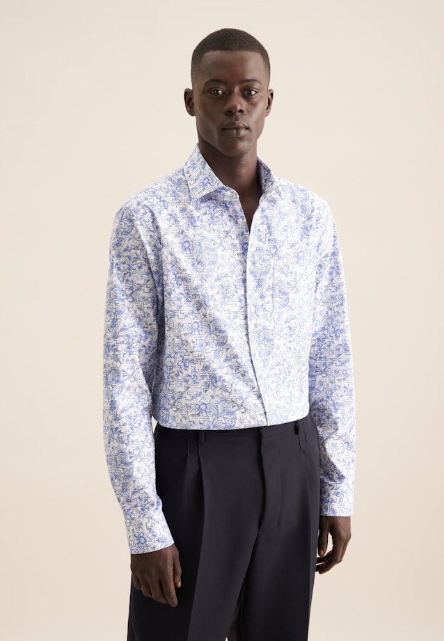 Regular Chemise d'affaires Floral in Bleu Clair |  Seidensticker Onlineshop