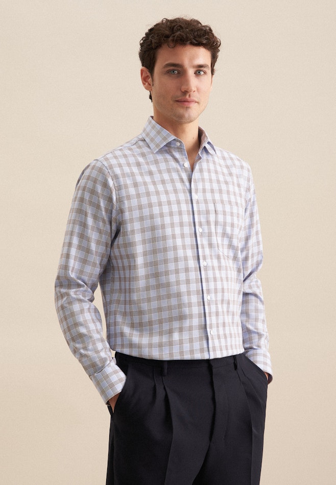 Non-iron Twill Business Shirt in Comfort with Kent-Collar in Brown | Seidensticker online shop