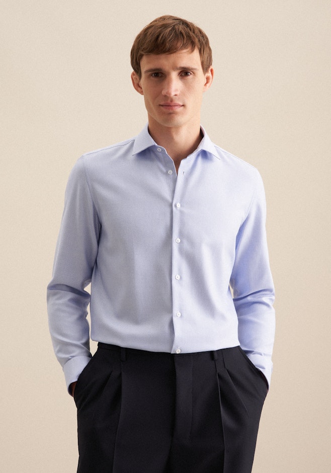Shaped Business shirt Small pattern in Light Blue | Seidensticker online shop