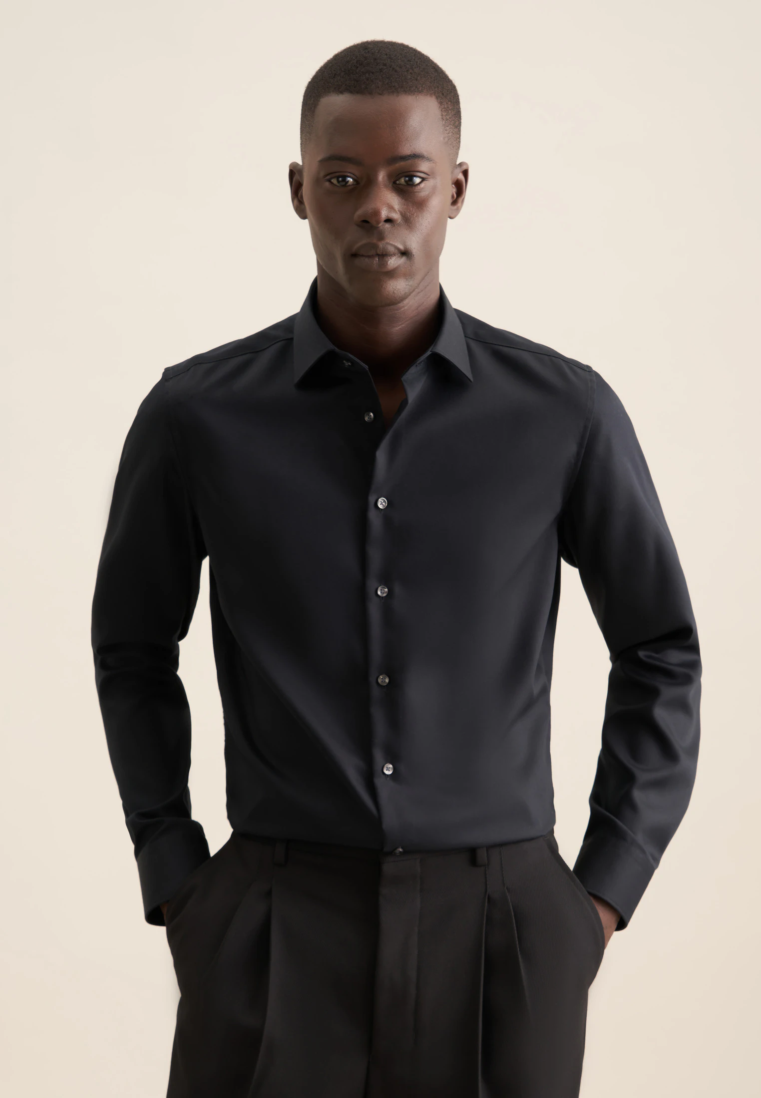X-Slim Business Hemd Uni Schwarz 38