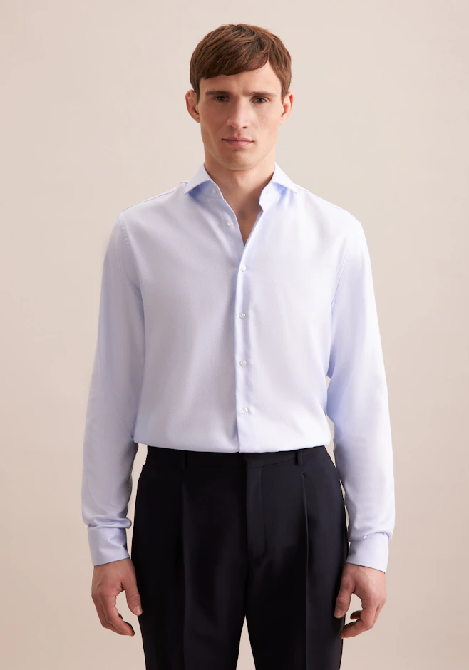 Regular Chemise d'affaires Structure dans Bleu Clair | Boutique en ligne Seidensticker