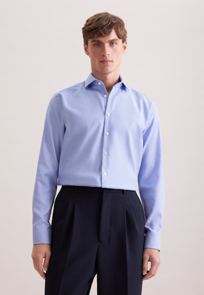 Regular Chemise d'affaires Structure in Bleu Moyen | Seidensticker Onlineshop