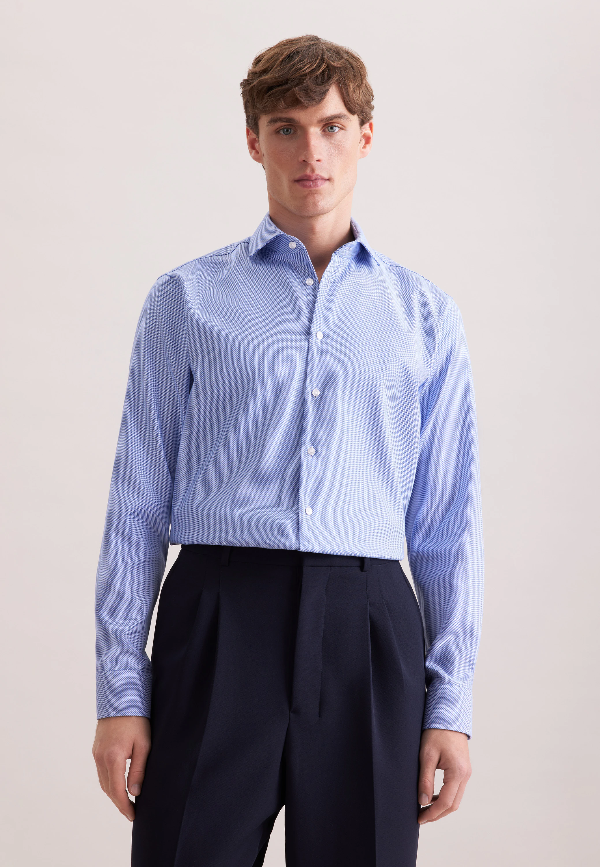 Regular Business Hemd Struktur Blau 41